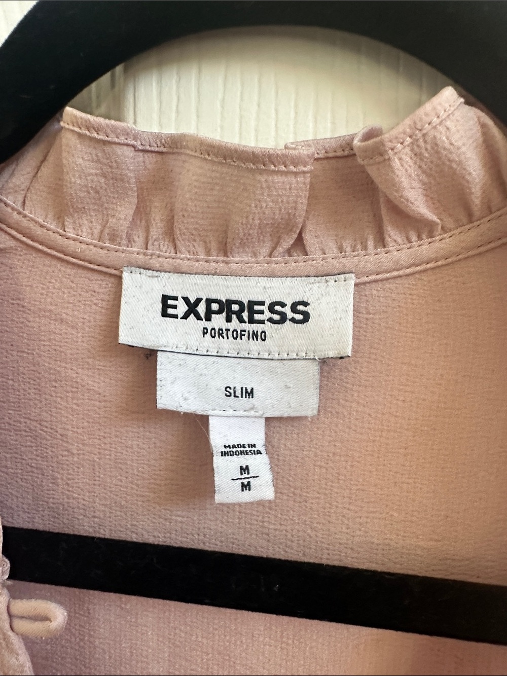 Express Light Pink Button-Front Blouse - Picture 2 of 6